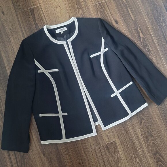 💙 Jones Studio Open Front Minimalist Chic Blazer Shoulder Pads Size 22W - Picture 2 of 9